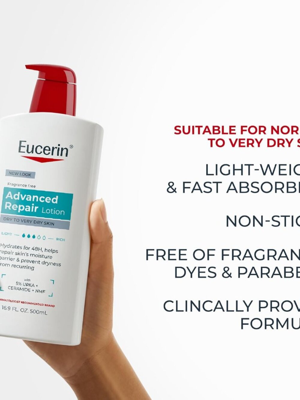 Eucerin Advanced Repair Lotion, Urea Enriched, 16.9 FL OZ - Picture 4 of 10